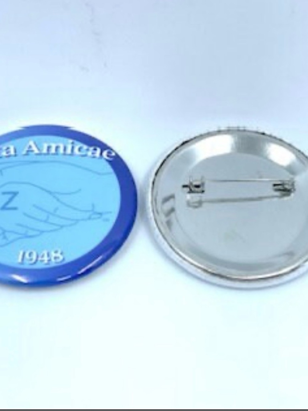 Blue Round Pinback Button - 1948 Design